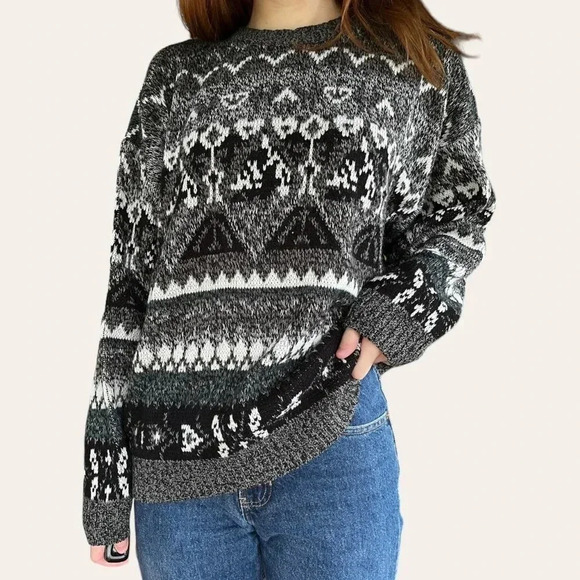 90s Michael Gerard vintage knit grandpa sweater Large - Picture 1 of 5